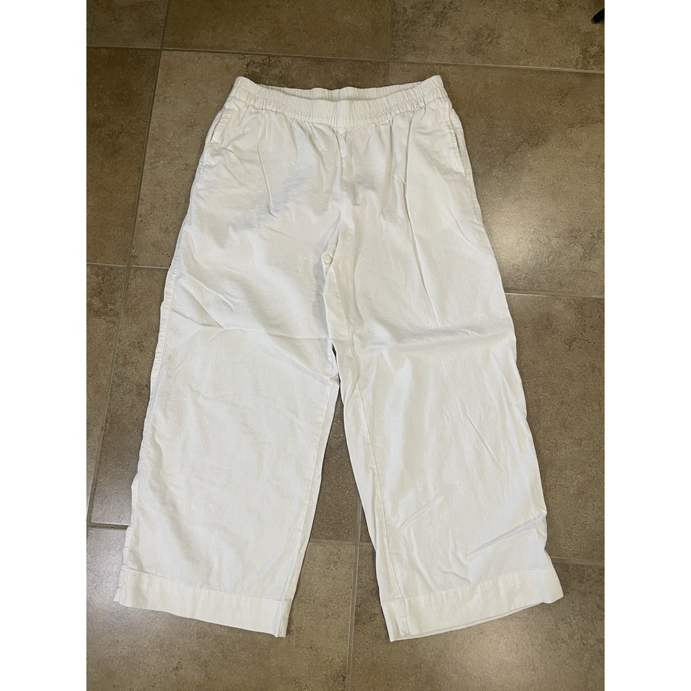 Old Navy High Rise Wide Leg Women's Sz L Linen Blend Pants White Lounge Beach
